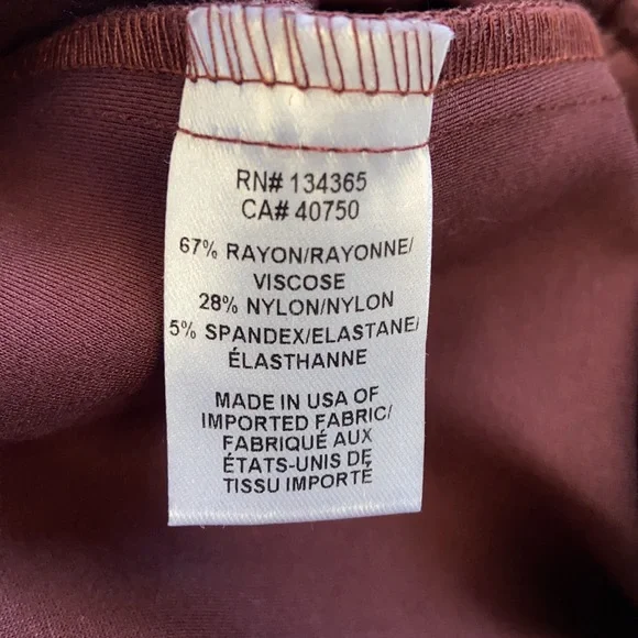 NWT MARLA WYNNE Size 4 Burgundy Elastic Waist Rayon/Nylon/Spandex Blend Pants - Picture 8 of 9